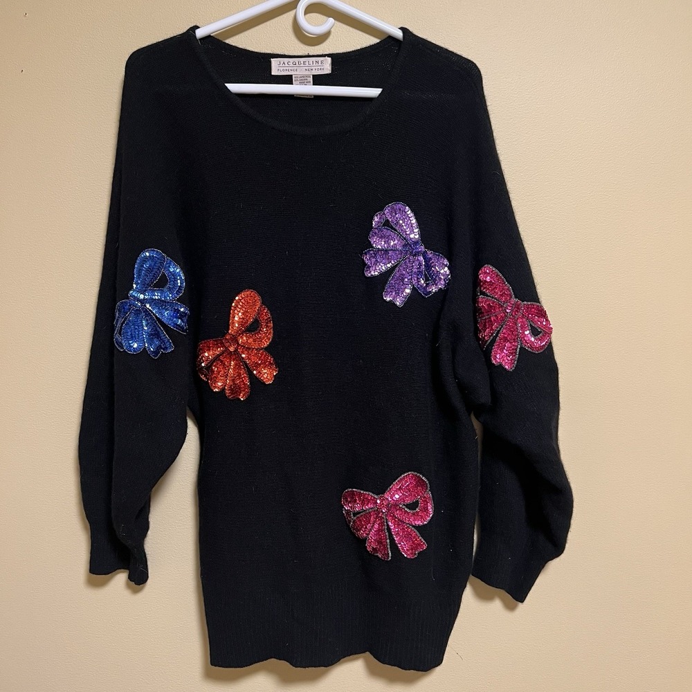 Vtg Ugly Christmas Holiday Sweater Women's Sz M Lambswool Angora Rabbit Hair
